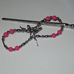 Ballerina Gift Pink Beaded Barrette Lilla Rose Flexi Clip M Hair Styling 4 Inch
